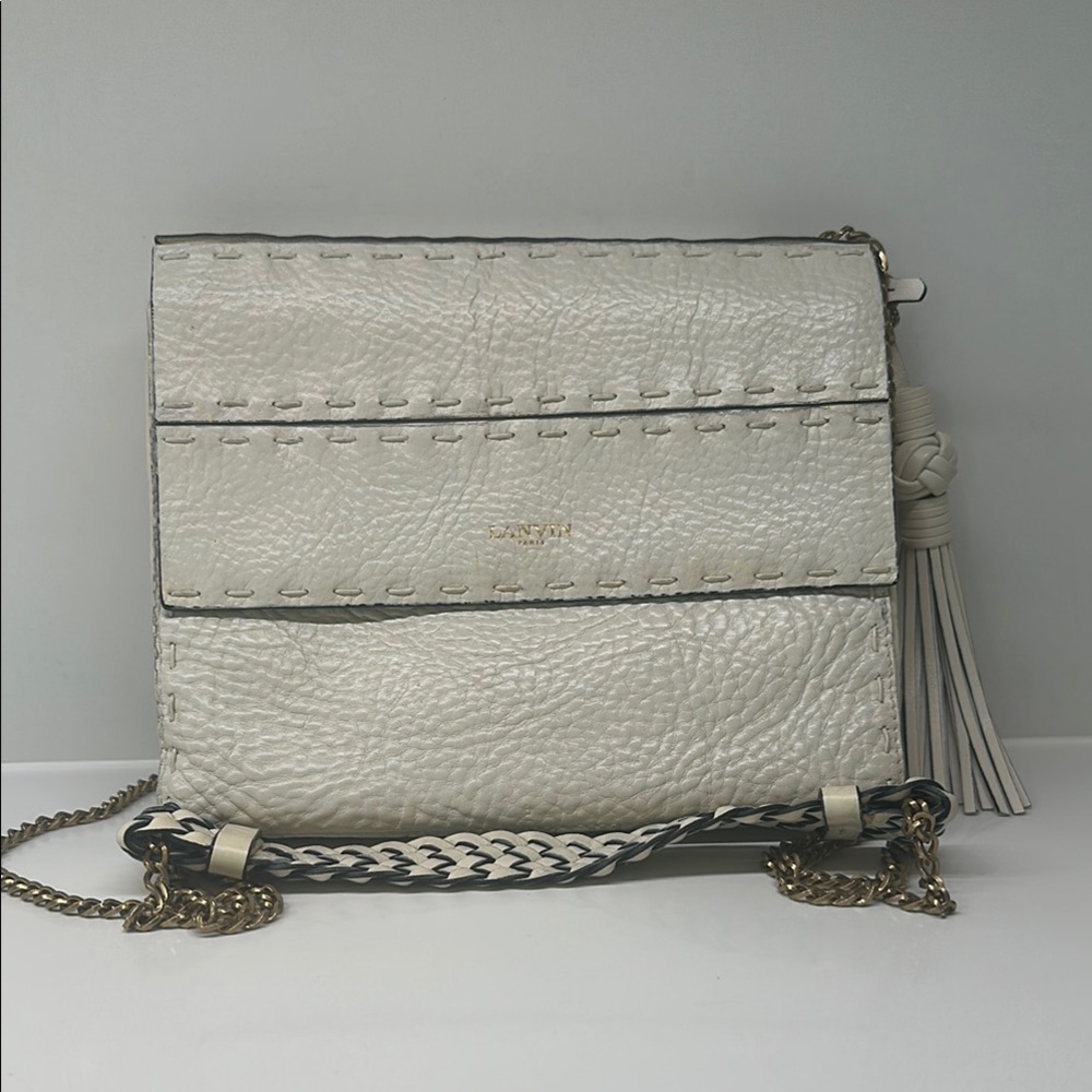 LANVIN White Leather Crossbody Bag
